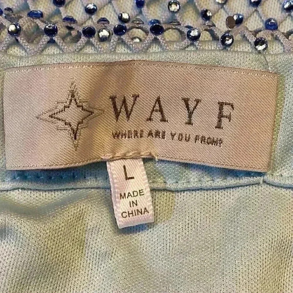 WAYF Women Maxi Skirt LARGE Turquoise Rhinestone Sparkle Contemporary Lined NWOT - Picture 9 of 9